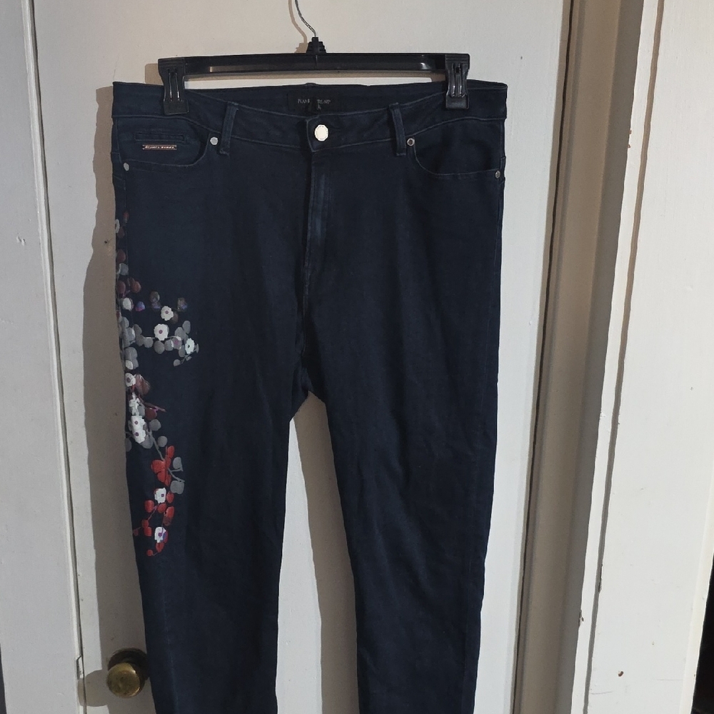 Women's Blue Jeans with Floral Design
